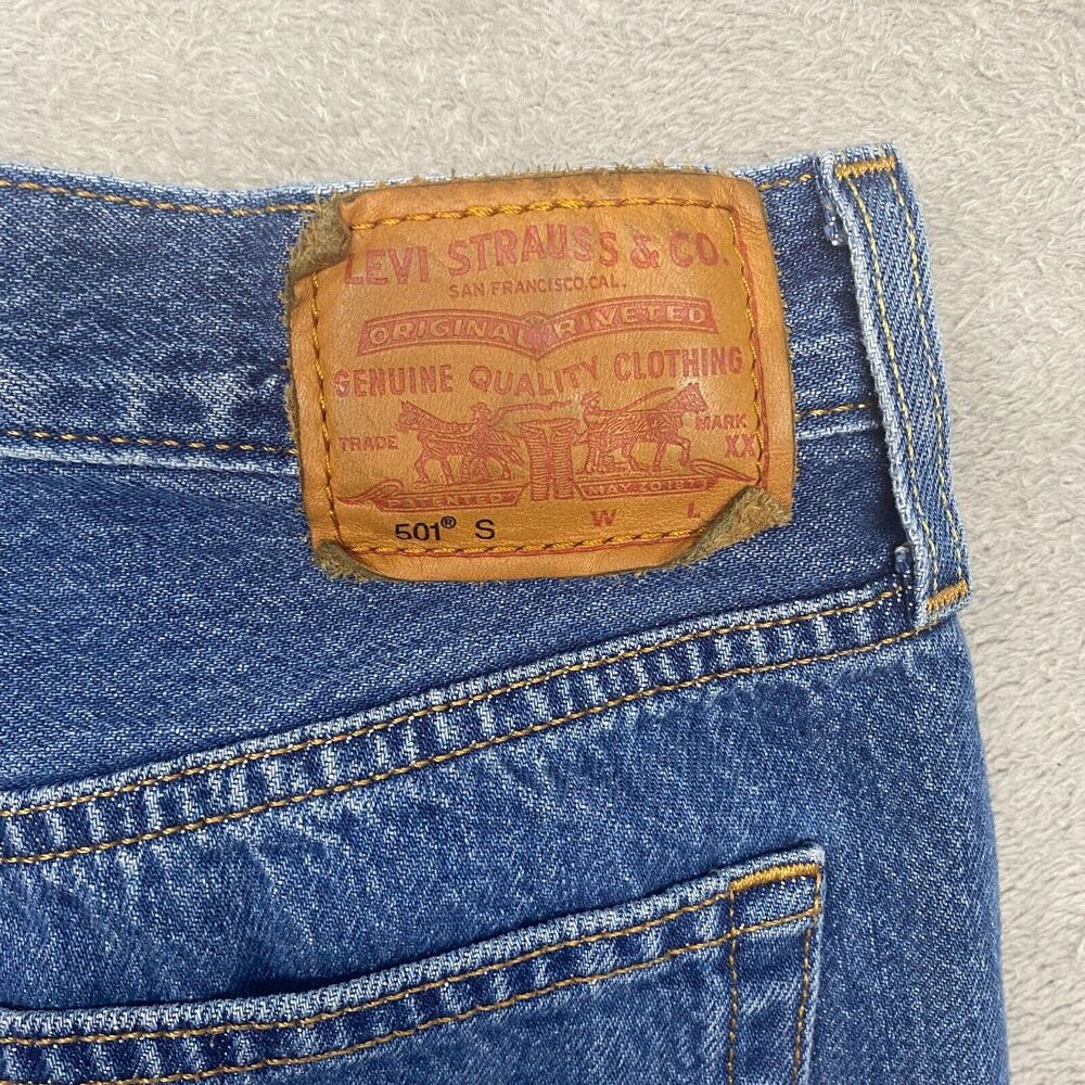 Levi's Jeans Womens 26 Blue 501 Skinny Button Fly Ripped Medium Wash Denim - Picture 12 of 15